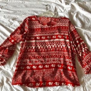 Red Elephant Patterned Top